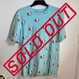 Champion Boys Allover Print C Logo Teal T-Shirt